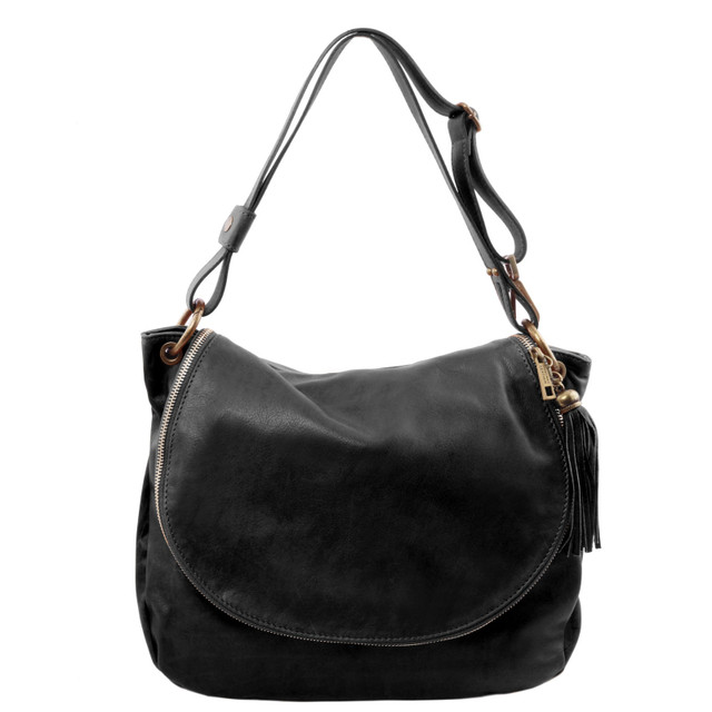 Tuscany Leather Shoulder Bag with Tassel Detail