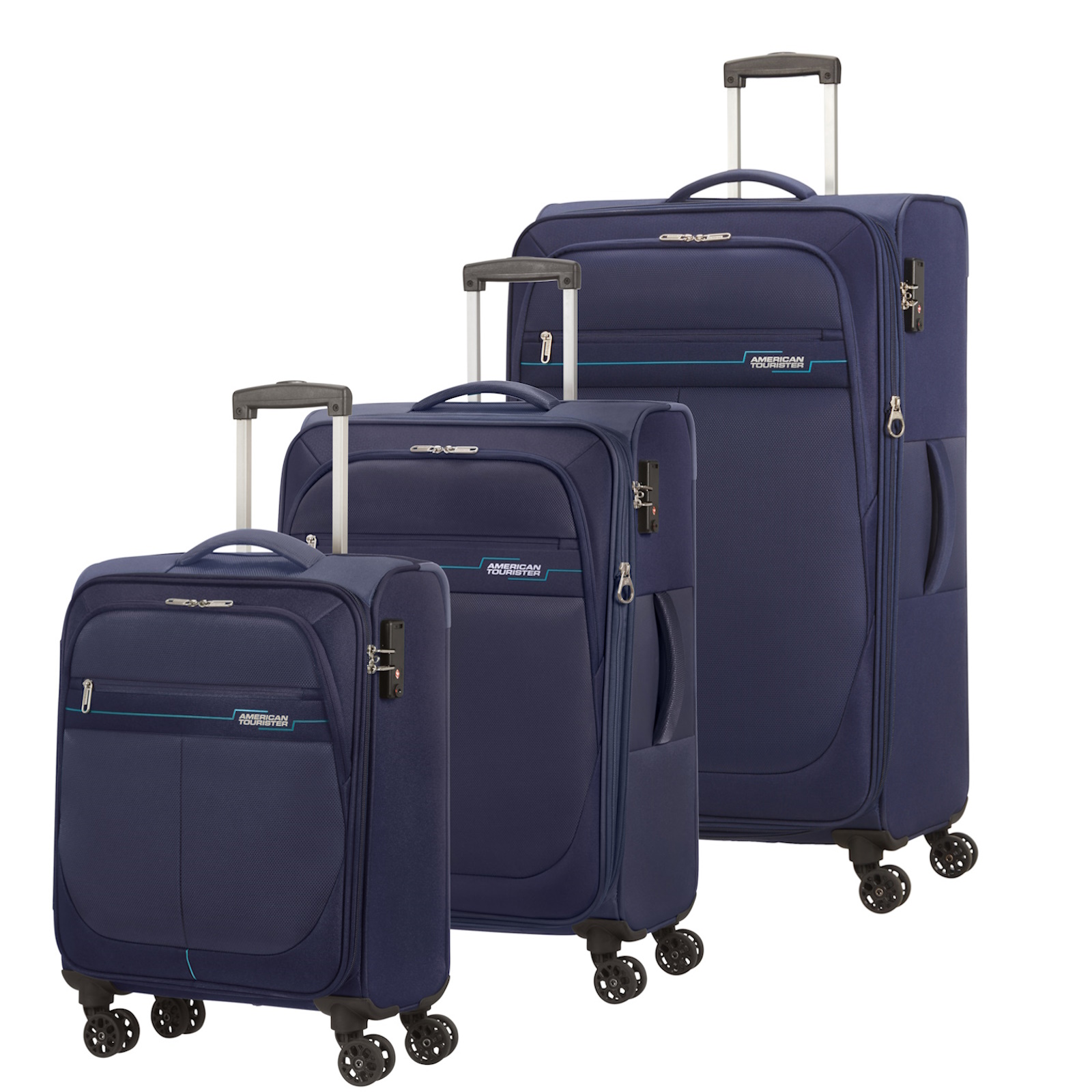 American Tourister Deep Dive 3 Piece Luggage Set Navy/Blue
