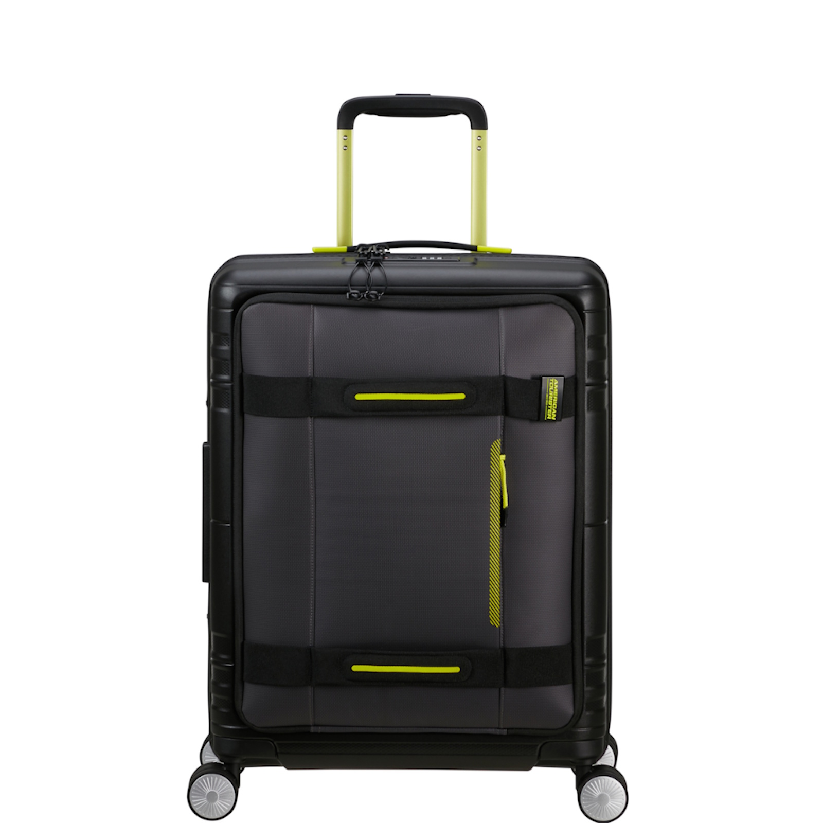 American Tourister Hello Cabin 55cm Exp Cabin Suitcase Coated Black/Lime