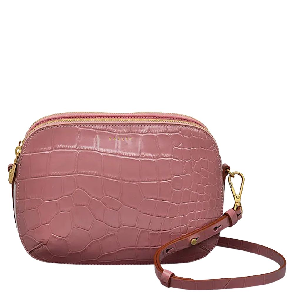 Radley Dukes Place Medium Ziptop Crossbody French Rose Faux Croc