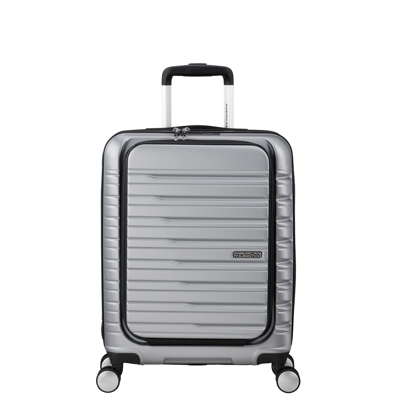 American Tourister Flashline Frontloader 55cm Cabin Suitcase Sky Silver