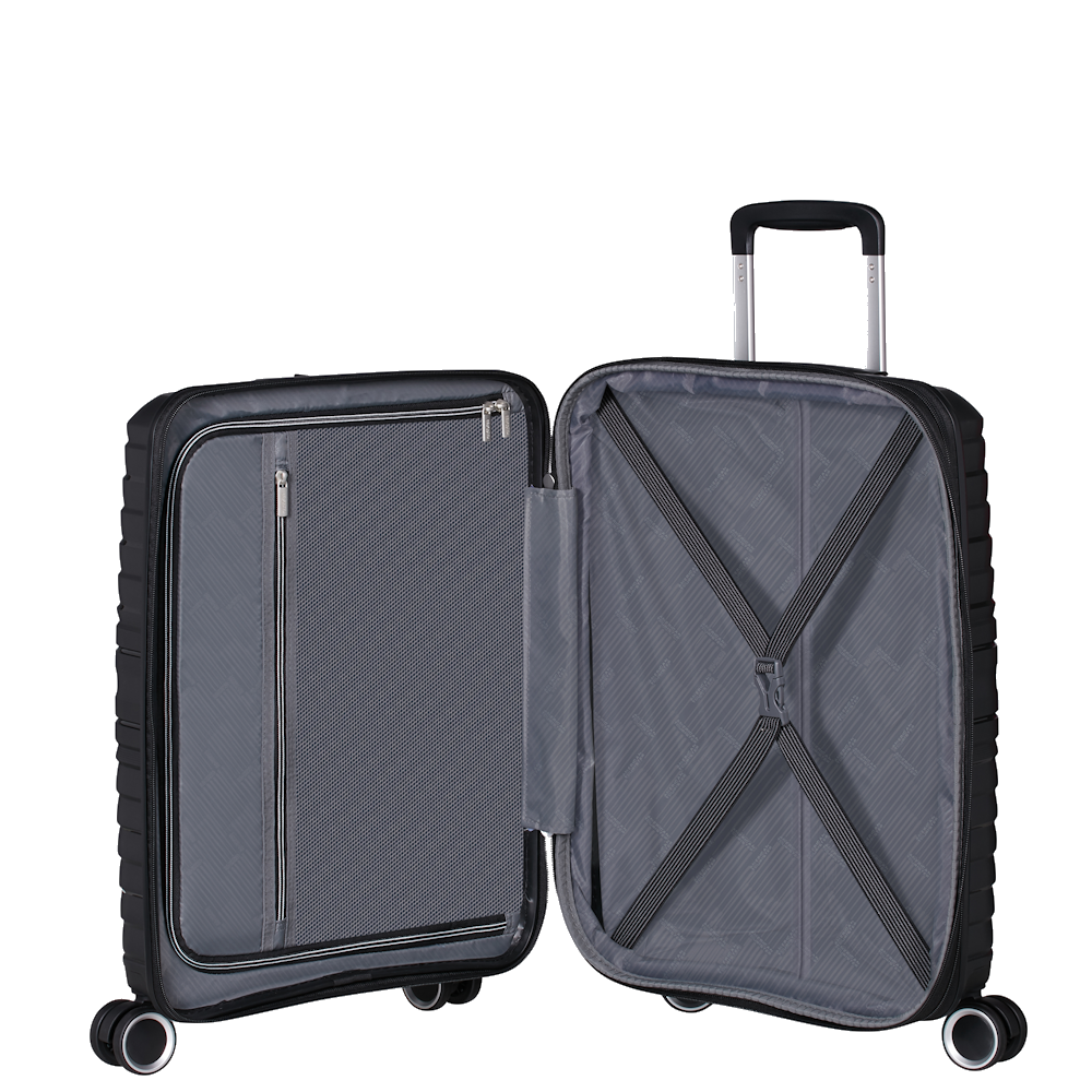 
American Tourister Flytwist 55cm 4 Wheel Exp Cabin Suitcase Shadow Black