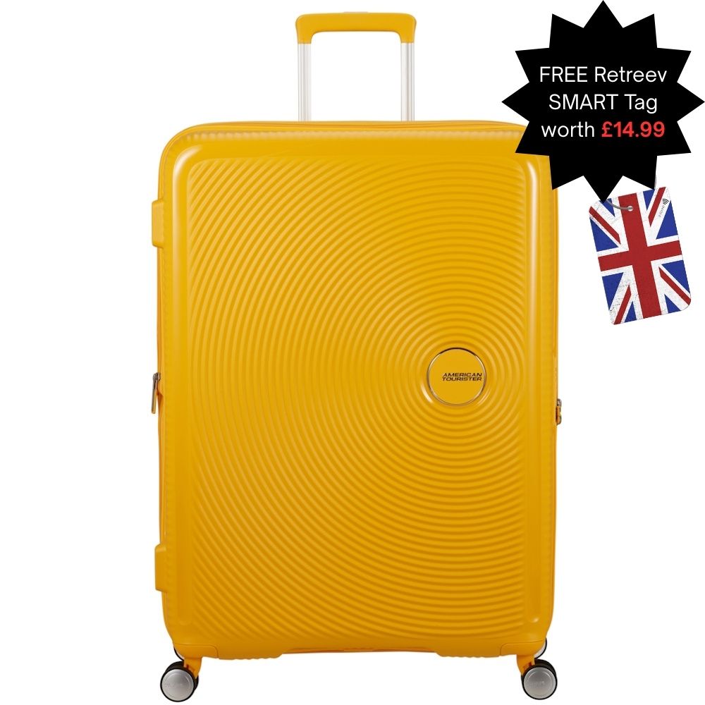 
American Tourister Soundbox 80cm Expandable Suitcase Golden Yellow