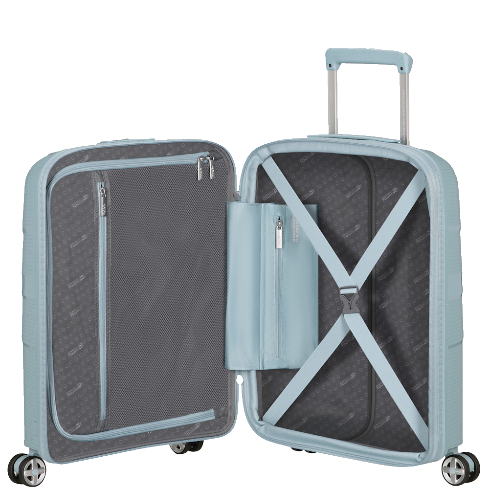
American Tourister Starvibe 4 Wheel Exp 55cm Cabin Suitcase Limited Edition Azzurro Speckles