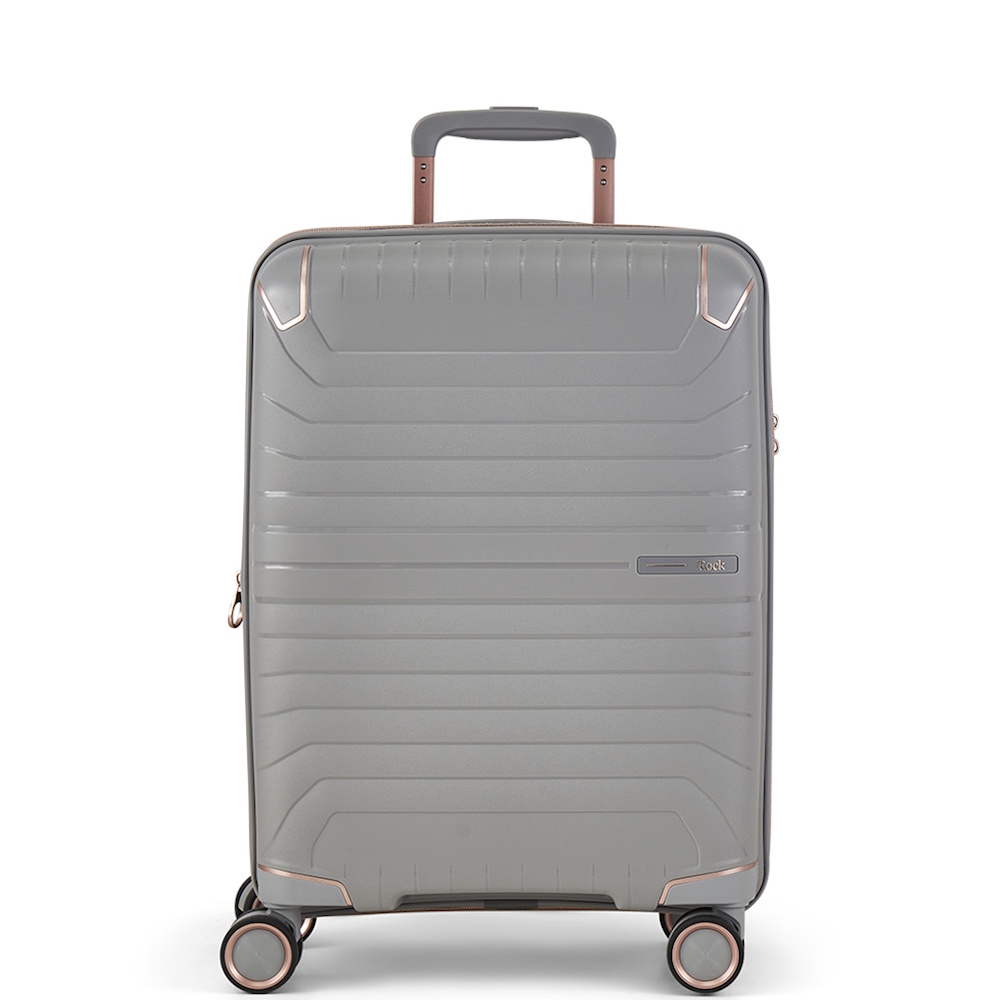 Rock Astrid 4 Wheel Spinner 55cm Expandable Cabin Suitcase Grey
