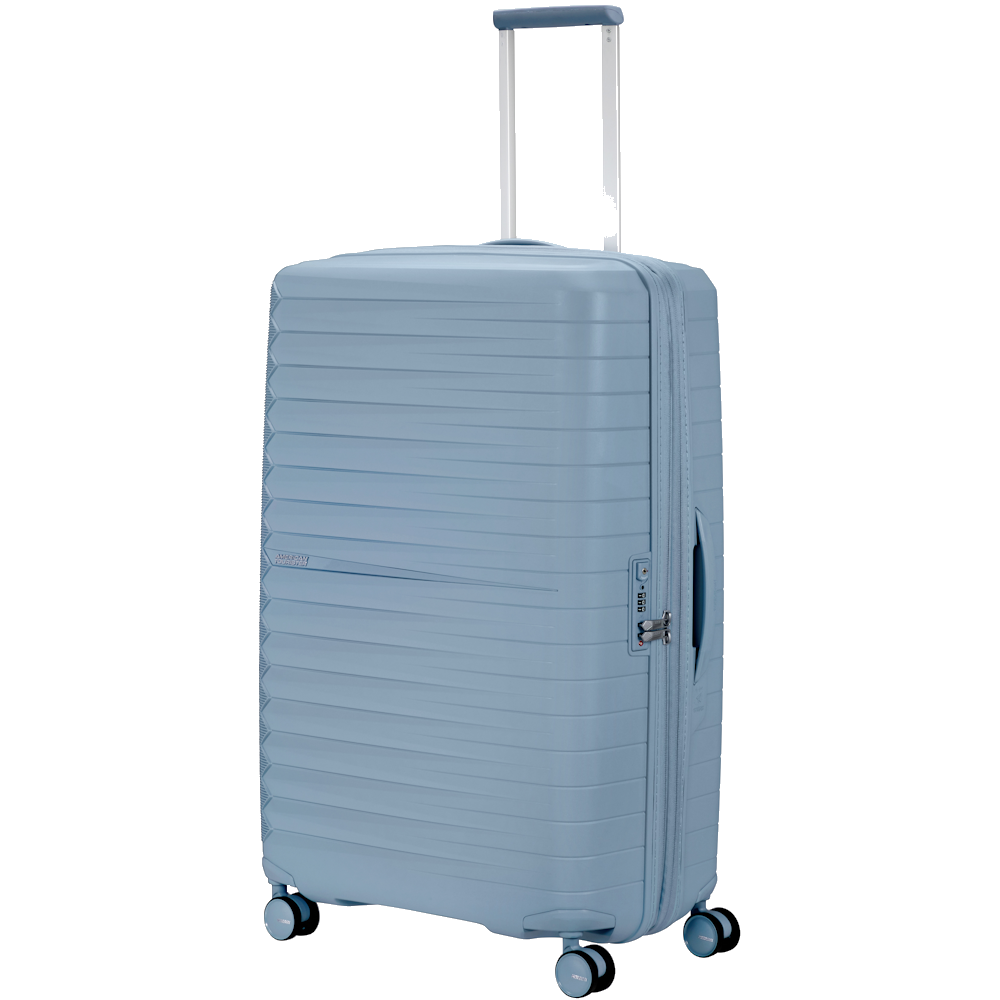 
American Tourister Fastforward 78cm 4 Wheel Exp Large Suitcase Steel Blue