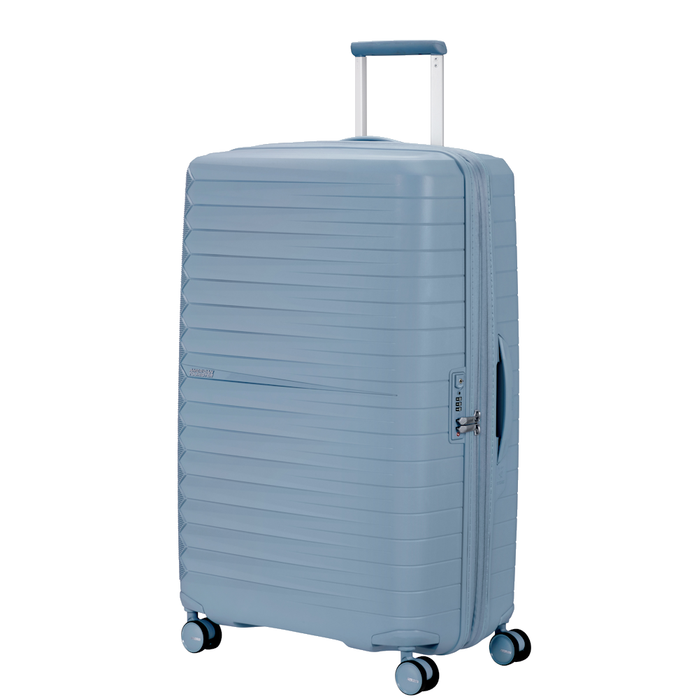 
American Tourister Fastforward 78cm 4 Wheel Exp Large Suitcase Steel Blue
