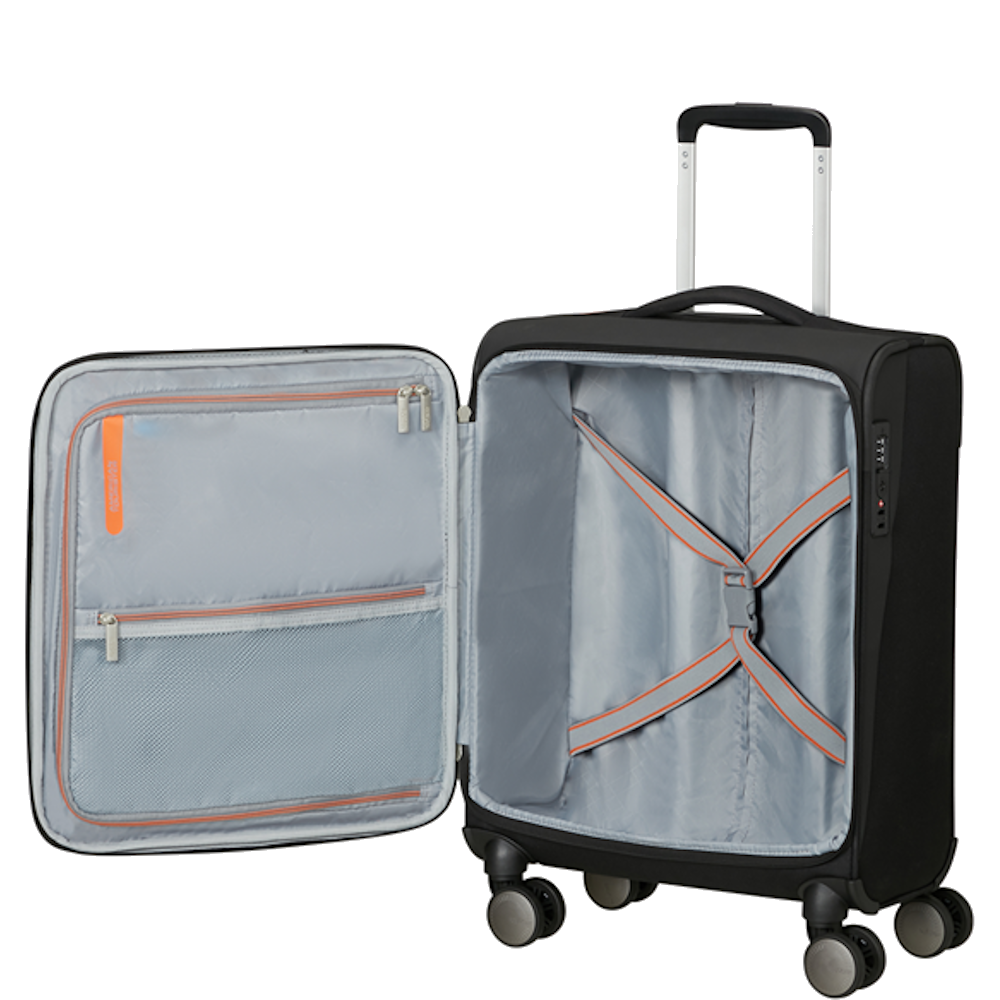 
American Tourister Wanderlite 55cm Spinner Cabin Suitcase Shadow Black