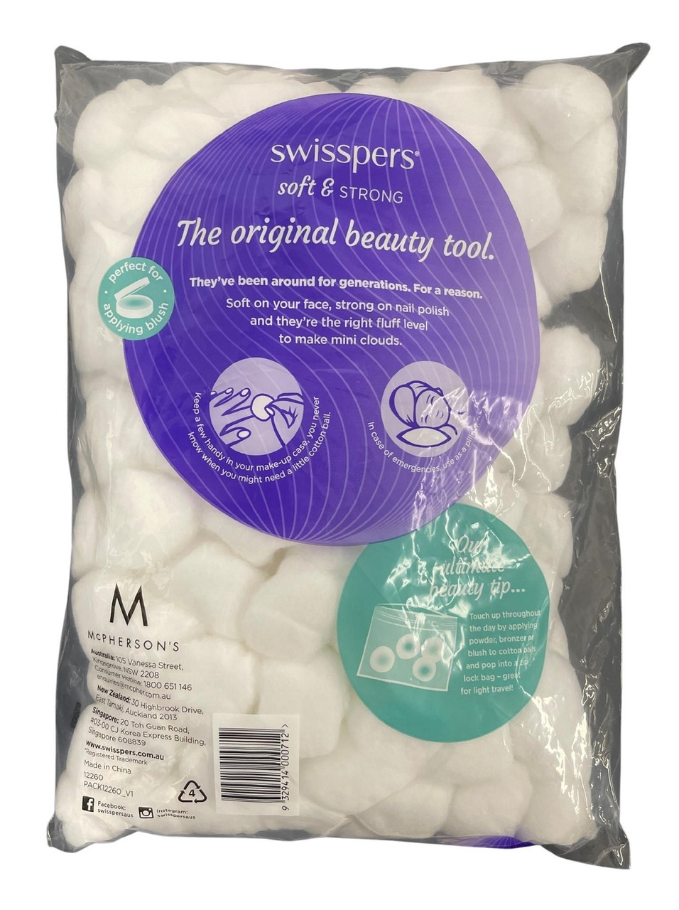 Swisspers Cotton Wool Balls 160 Items / Box Soft Strong