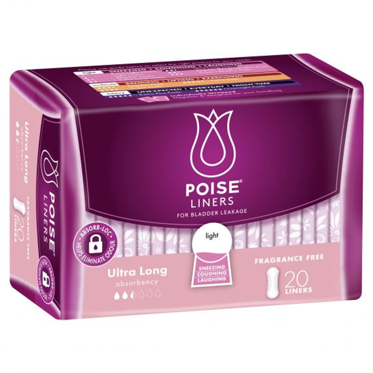 Poise Charcoal Light Panty Liners Pack of 22's