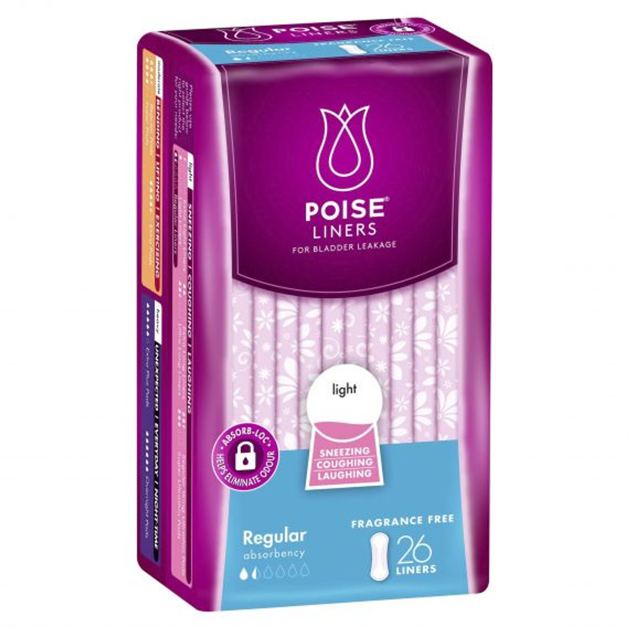 Poise Active Incontince Panty Liners with Wings Long Light 26