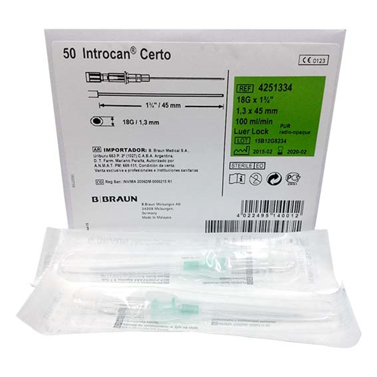 B. Braun Introcan Safety IV Catheters 18 Gauge x 45mm