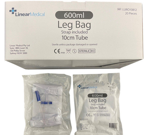 Leg Bag Linear Medical 600Ml Sterile Latex Free 10Cm Tube