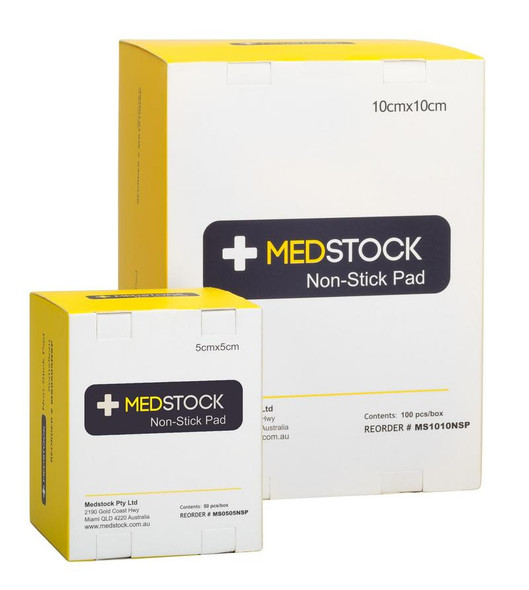Medstock Non Stick Pad one box sizes: 5cm / 10cm