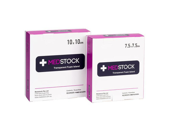 Medstock Transparent Foam Island Dressing - one box - sizes: