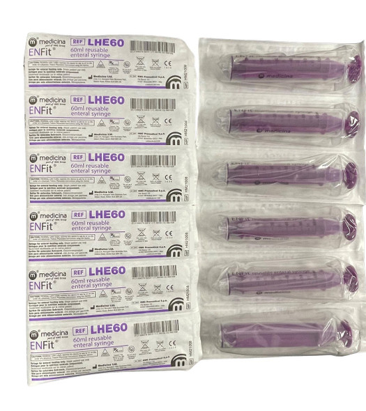 Medicina Syringe Enteral Enfit 60ml Purple Reusable Purple LHE60 _ 60pcs