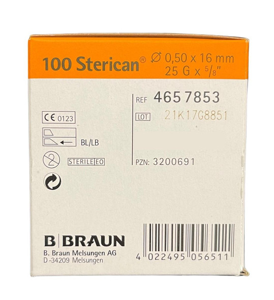 B. Braun Sterican Orange 25G x 5/8Inc 0.50 x 16