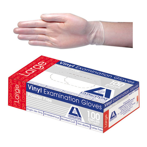 Vinyl Examination Gloves Recyclable Powder Free Clear All Sizes