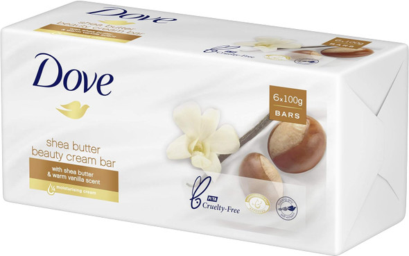 Dove Shea Butter with Warm Vanilla Scent Beauty Cream Bar Soap 100 g (Pack of 6) 