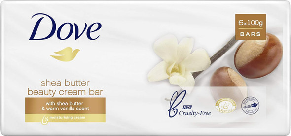 Dove Shea Butter with Warm Vanilla Scent Beauty Cream Bar Soap 100 g (Pack of 6) 