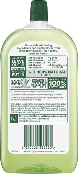 Palmolive Antibacterial Liquid Hand Wash Soap 3L (3 x 1L packs),Odour Neutralising Lime
