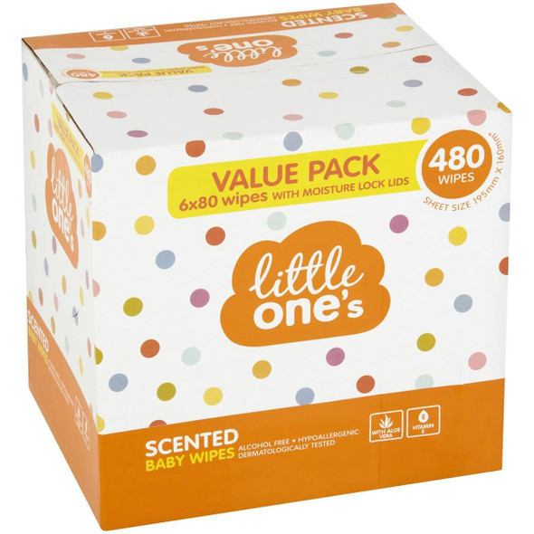 Little One's Baby Wipes Scented 480 Pack 