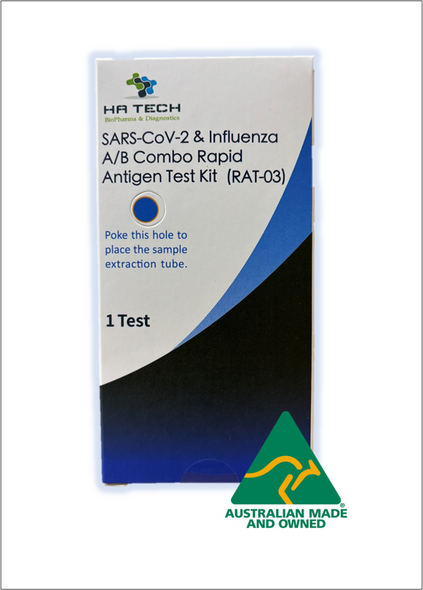 SARS-CoV-2 & Influenza A/B Combo Rapid Antigen Test Kit, RAT, COVID-19 Nasal Swap, Home test, Australian Made 1 pc/ pack