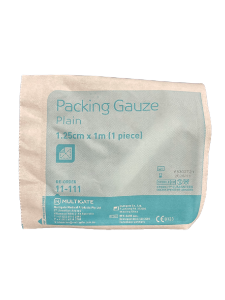 Multigate Gauze Packing 1.25cm x 1mtr Plain Sterile