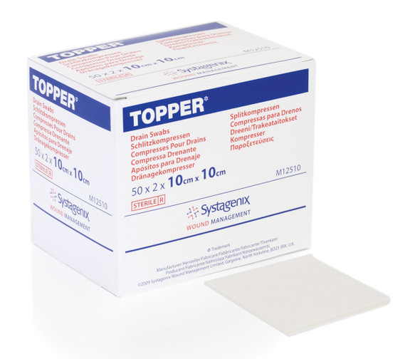 Topper Drain Sponge 10Cm X 10Cm Sterile 20pcs/pkt