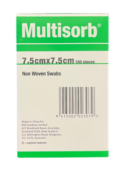 BSN Multisorb Swabs 7.5cmx7.5cm Non Woven Pack of 100pcs