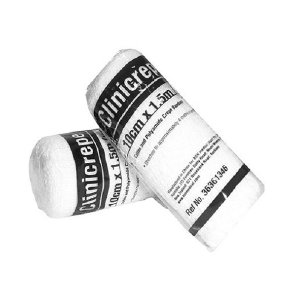 CliniCrepe Bandage Crepe 10cmx1.5mtr Medium Weight 36361346 12pcs