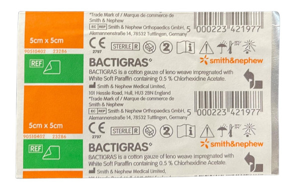 Bactigras Antiseptic Gauze Dressing 5cmx5cm 7456 each