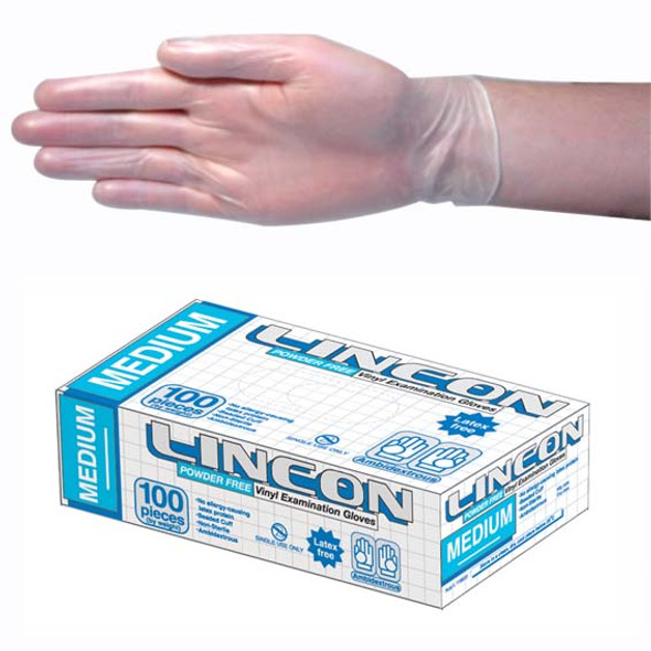 Lincon Vinyl Gloves Recyclable 5.0g Powder Free Medium Clear HACCP