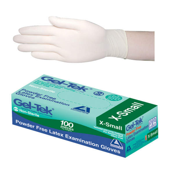 Gel Tek Latex Examination Gloves Powder Free Polymer Coated High
