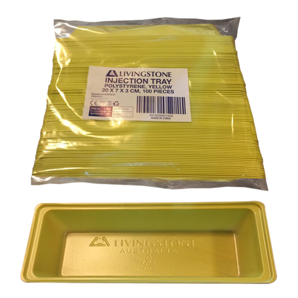 Medical Injection Trays Yellow Recyclable Polystyrene Disposable 20 x 7