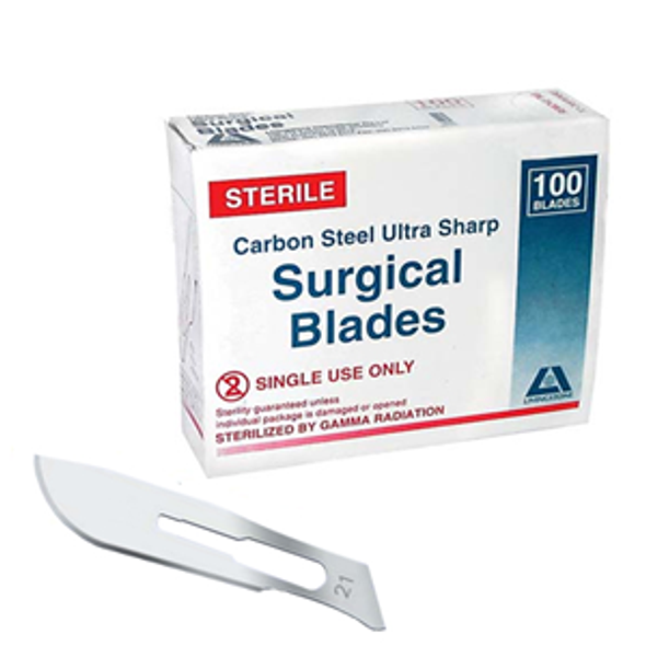 LIV Surgical Scalpel Blade, Carbon Steel, Sterile, 100 per Box