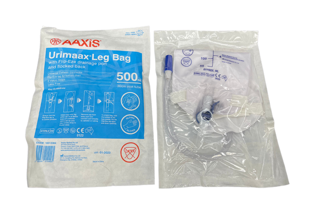 Aaxis Leg Bag UrimaaX 500mL Sterile 30cm Tube Flip Flo