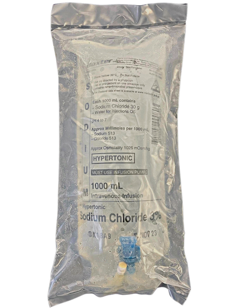 Baxter Sodium Chloride 3% IV Solution 1000ml Viaflex Plastic Bag