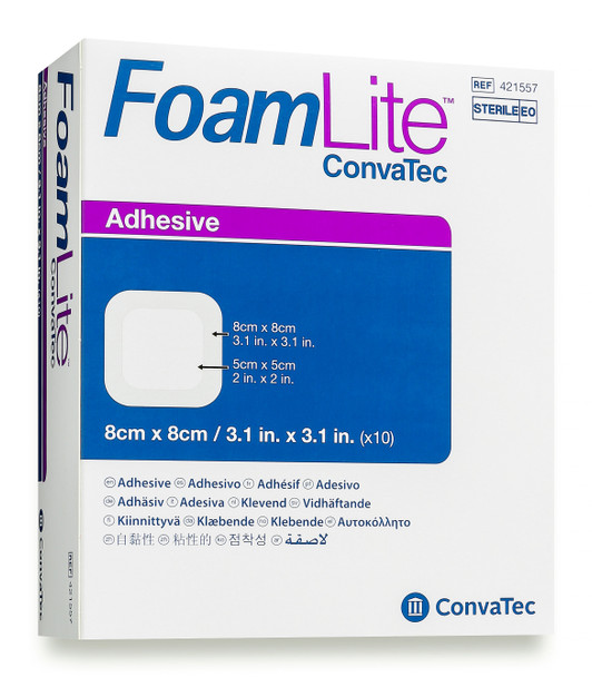 ConvaTec Foam lite 8cm x 8cm 421557 Box of 10