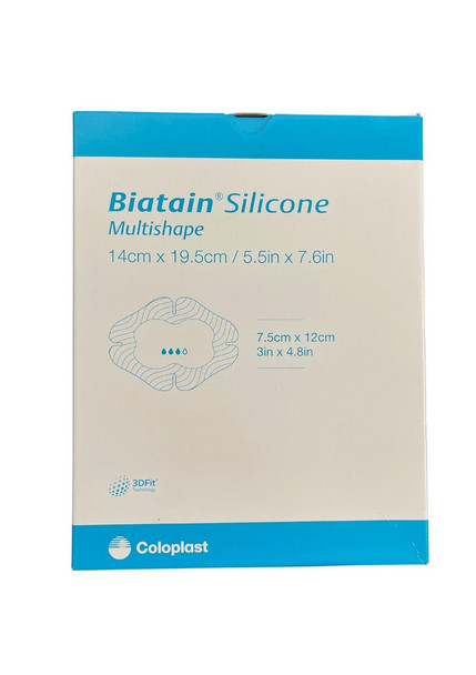 Coloplast Biatain Silicone Adhesive Foam Dressing Multishape 14cm x 19.5cm