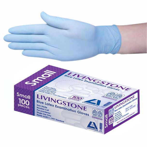 Biodegradable Latex Examination Gloves ASTM Low Powder Blue Colour All