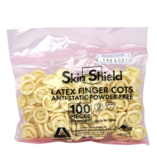 Skin Shield Latex Finger Cots Powder Free Antistatic Box of