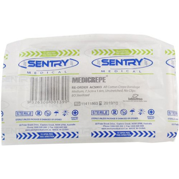 Sentry Medicrepe Cotton Crepe Bandage Medium Sterile All Sizes