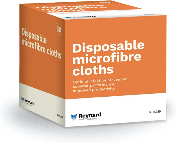 Reynard Health Supplies 0.3dtx Disposable Microfibre Cloths, White, 40cm x 32 cm - Box of 50