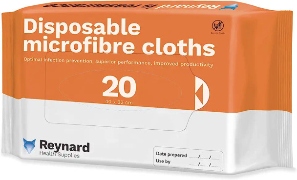 Reynard Health Supplies 0.3dtx Disposable Microfibre Cloths, 40cm x 32cm - Box of 20