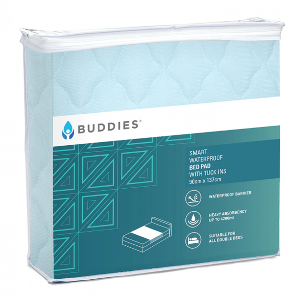 Buddies Smart Bed Pad Double 137 x 90Cm 4200ml Waterproof Pale Blue 