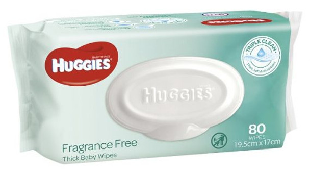 Huggies Thick Baby Wipes Fragrance Free 80pcs/ pkt