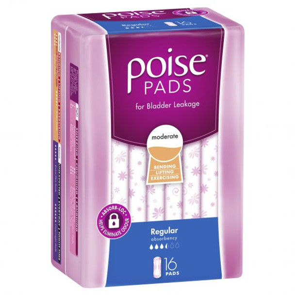 Poise Pads Regular Female, 248mm, 240mL, White - All Packaging