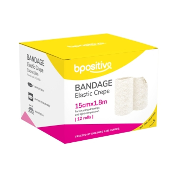 Bpositive Bandage Elastic Crepe,Pack of 12 - All Sizes