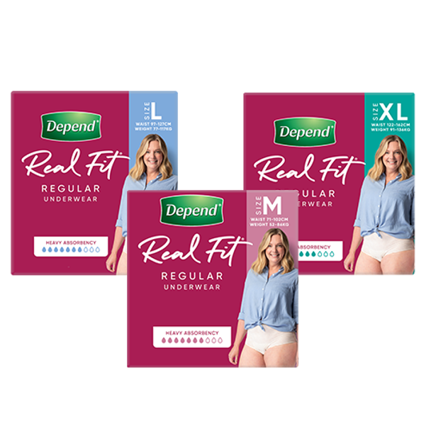 Depend Real Fit Regular Underwear For Women 920ml Nud - All Sizes